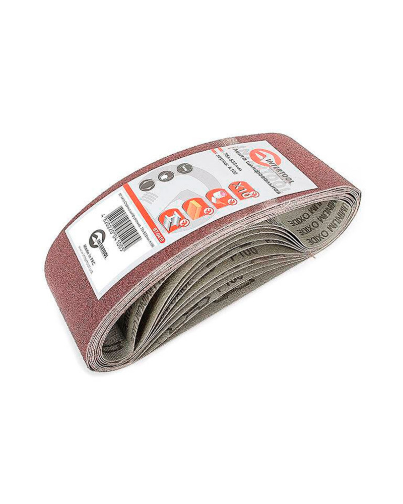 Стрічка шліфувальна Intertool - 75 х 533 мм Р100 (10 шт.) (BT-0410)
