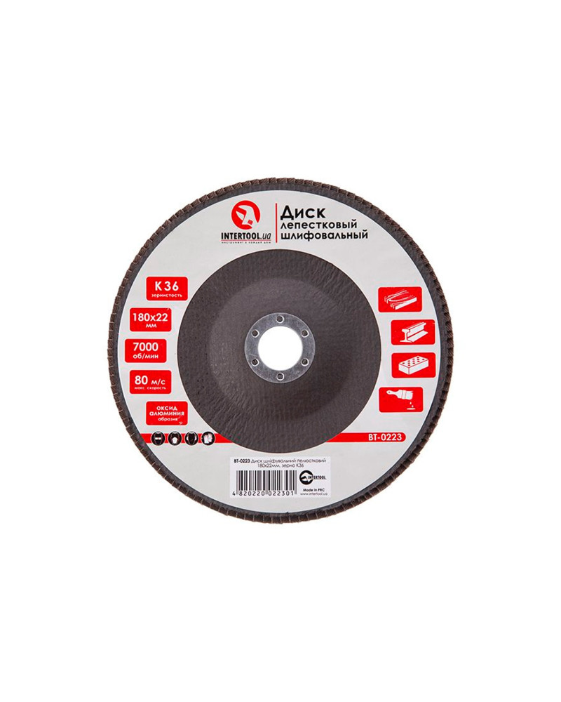 Круг пелюстковий торцевої Intertool - 180 мм Р36 (BT-0223)