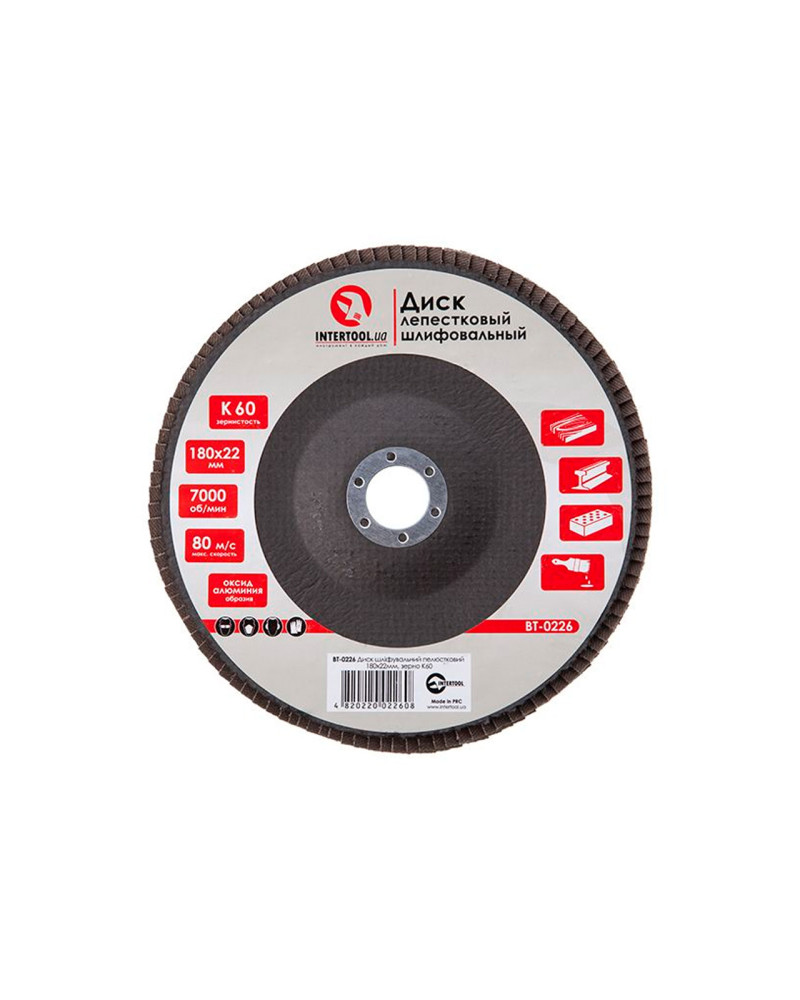 Круг пелюстковий торцевої Intertool - 180 мм Р60 (BT-0226)