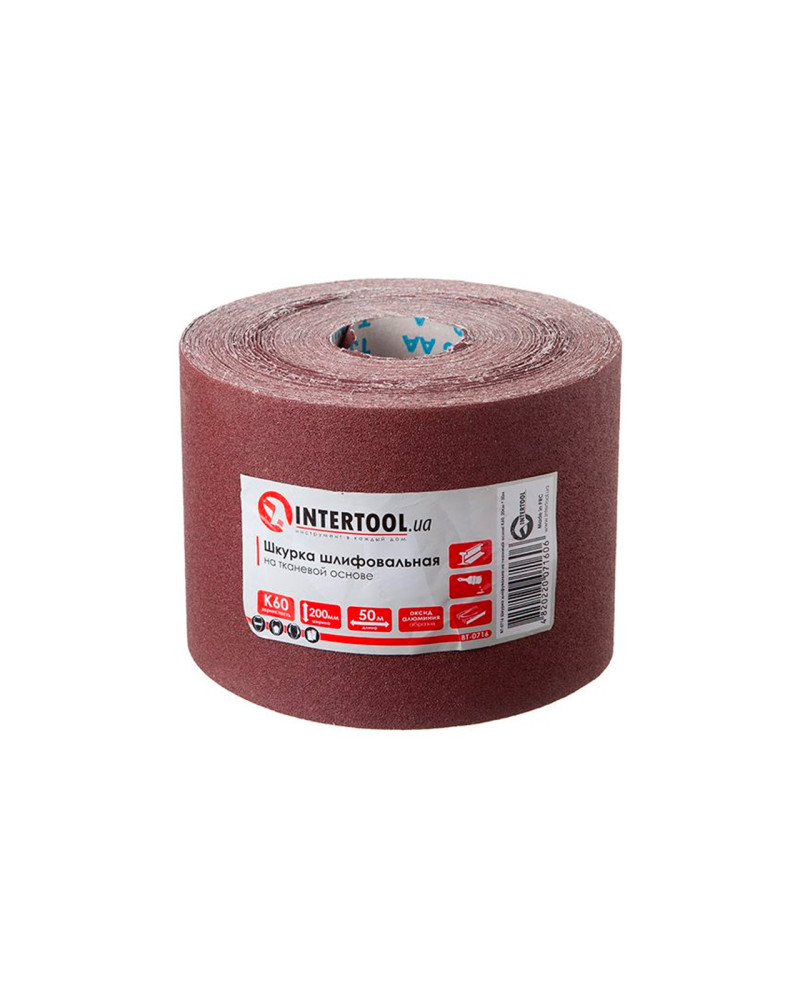 Шліфувальна шкурка Intertool - 200 мм х 50 м P60 (BT-0716)