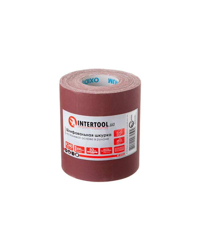 Шліфувальна шкурка Intertool - 200 мм х 50 м P240 (BT-0725)