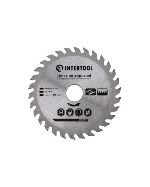 Диск пильний Intertool - 115 х 30T х 22,2 мм (CT-3012)