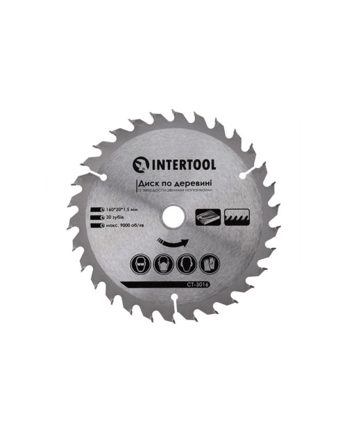 Диск пильний Intertool - 160 х 30T х 20 мм (CT-3016)
