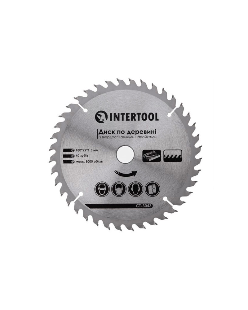Диск пильний Intertool - 180 х 40T х 20 мм (CT-3043)