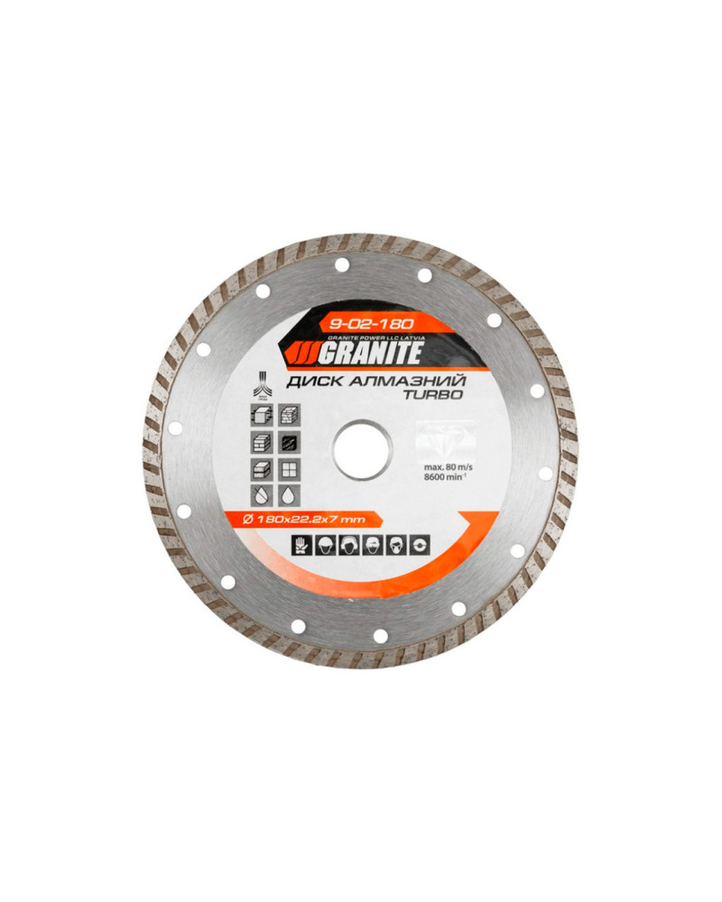 Диск алмазний Granite - 180 мм турбо (9-02-180)