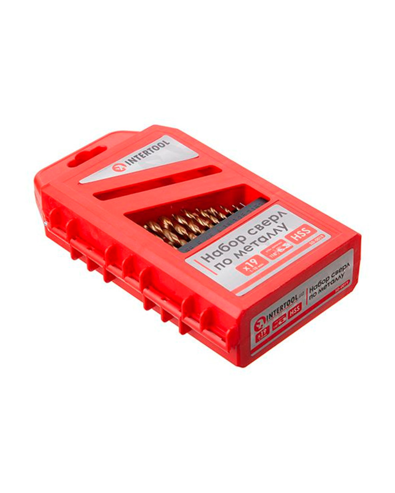 Набір свердел по металу Intertool - 19 шт. (1-10 мм), титан (SD-0019)