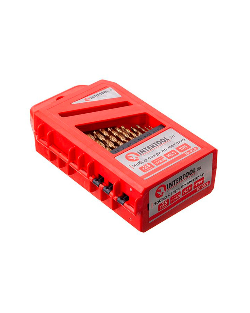 Набір свердел по металу Intertool - 25 шт. (1-13 мм), титан (SD-0025)