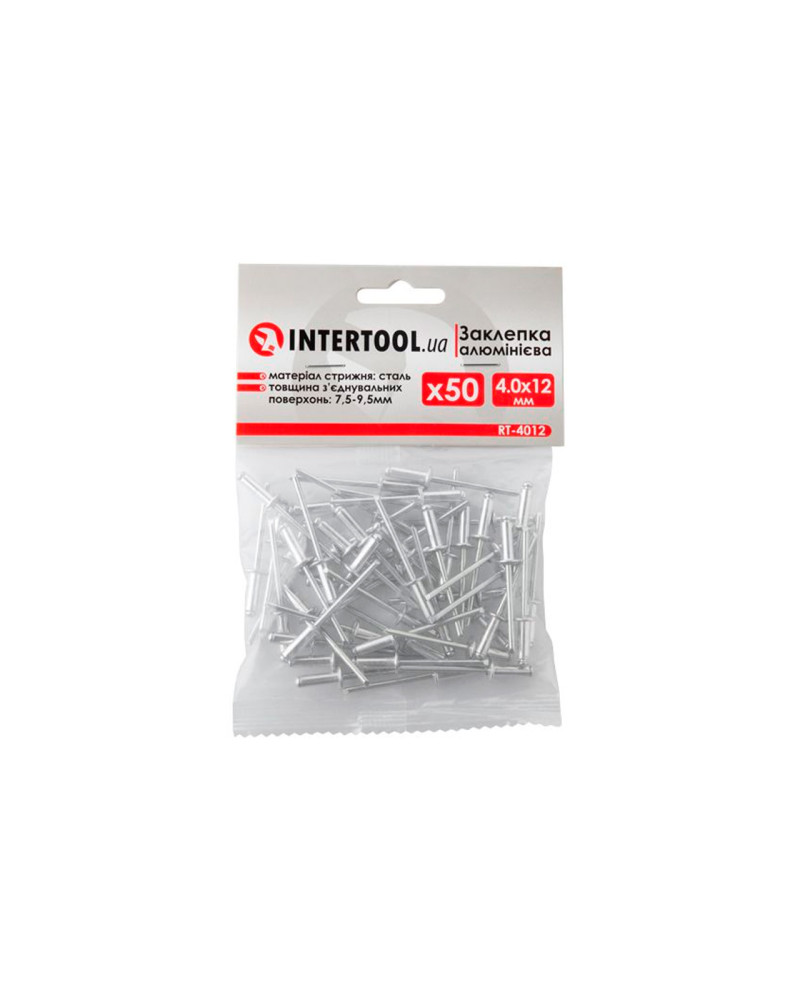 Заклепки Intertool - 4,0 х 12,0 мм (50 шт.) (RT-4012)