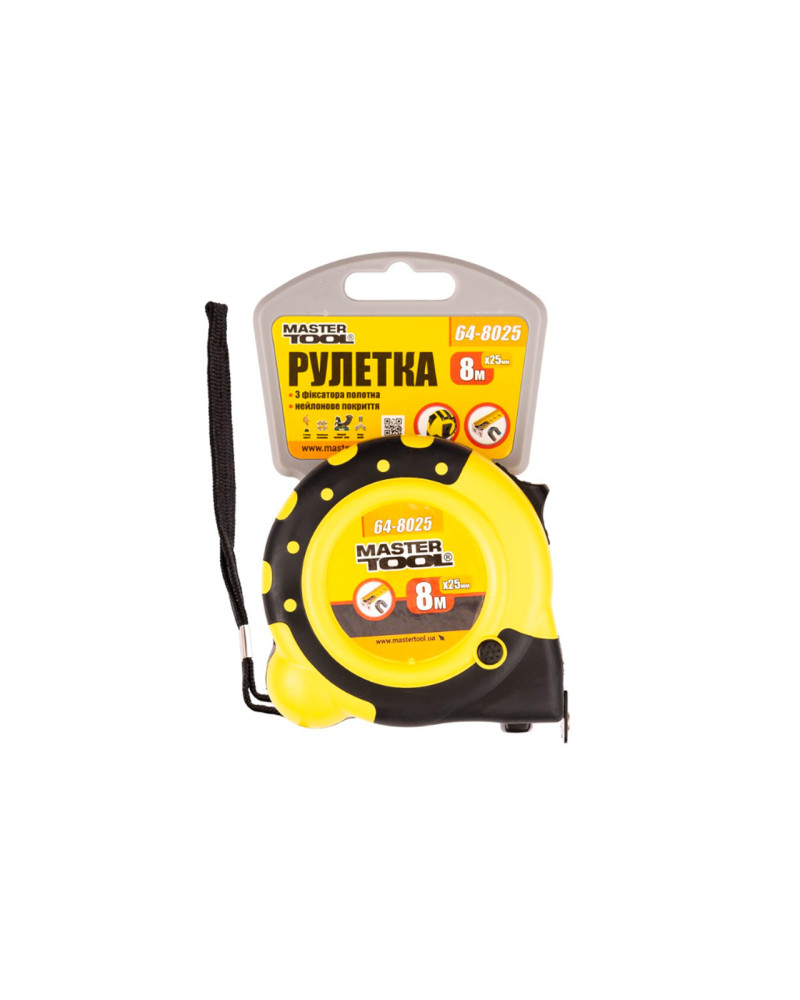 Рулетка Mastertool - 8 м х 25 мм магніт (64-8025)