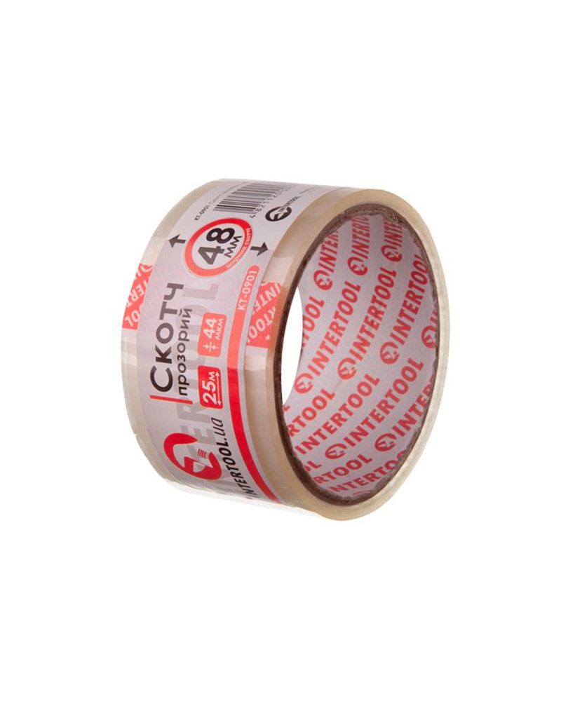 Скотч Intertool - 48 мм х 25 м х 52 мкм, прозорий (KT-0901)