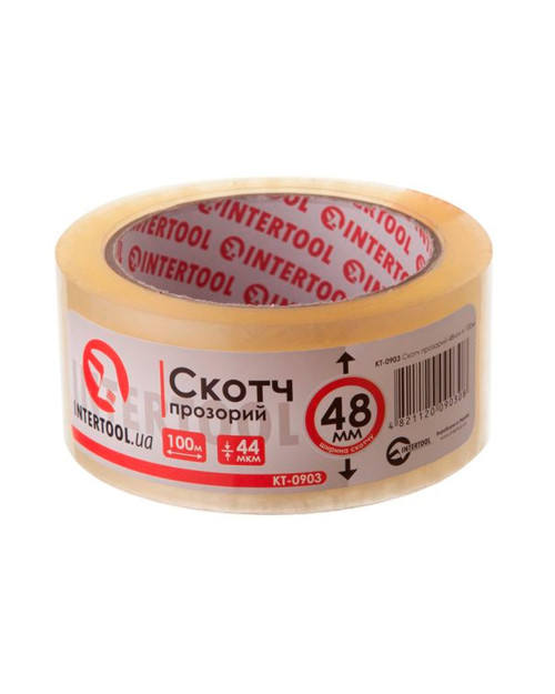 Скотч Intertool - 48 мм х 100 м х 52 мкм, прозорий (KT-0903)