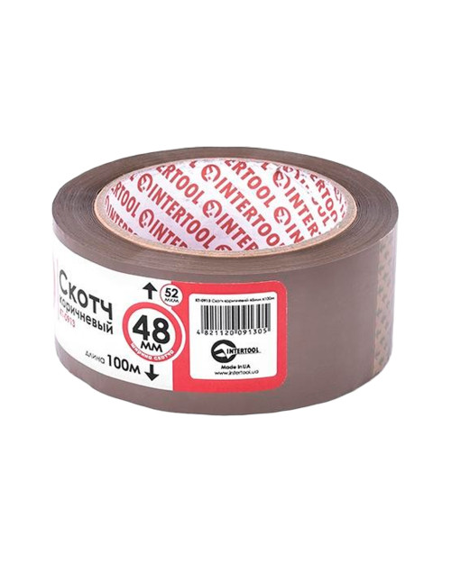 Скотч Intertool - 48 мм х 100 м х 52 мкм, коричневий (KT-0913)