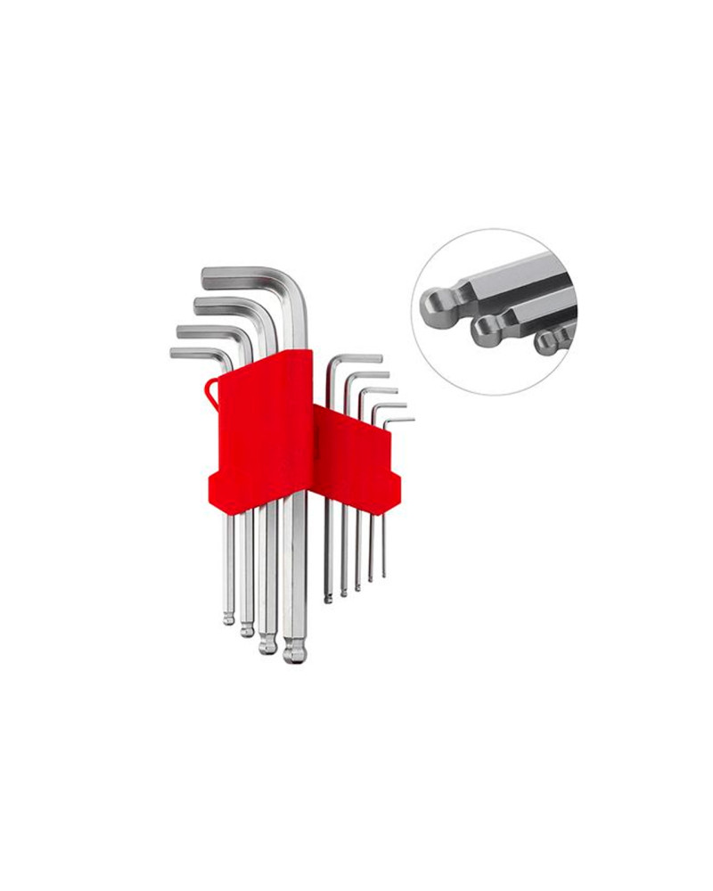 Набір шестигранних ключів Intertool - 9 шт. з кулею подовжені (HT-0603)