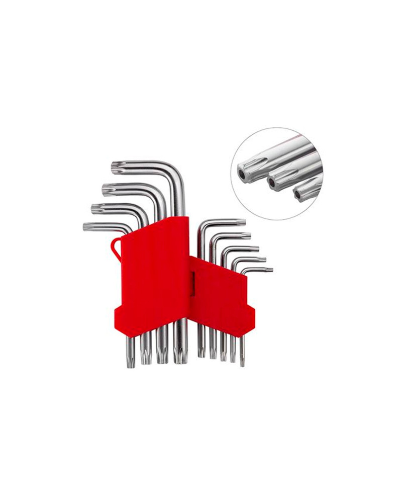 Набір Torx ключів Intertool - 9 шт. з отвором (HT-0604)