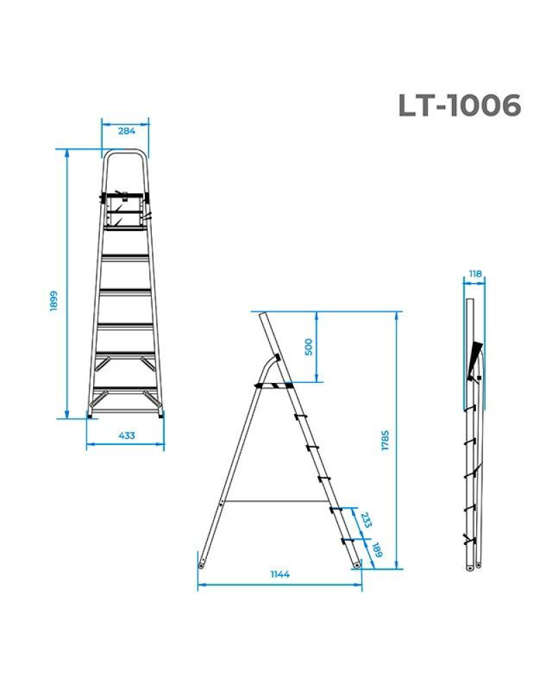Драбина Intertool - 6 ступенів, 1280 мм (LT-1006)