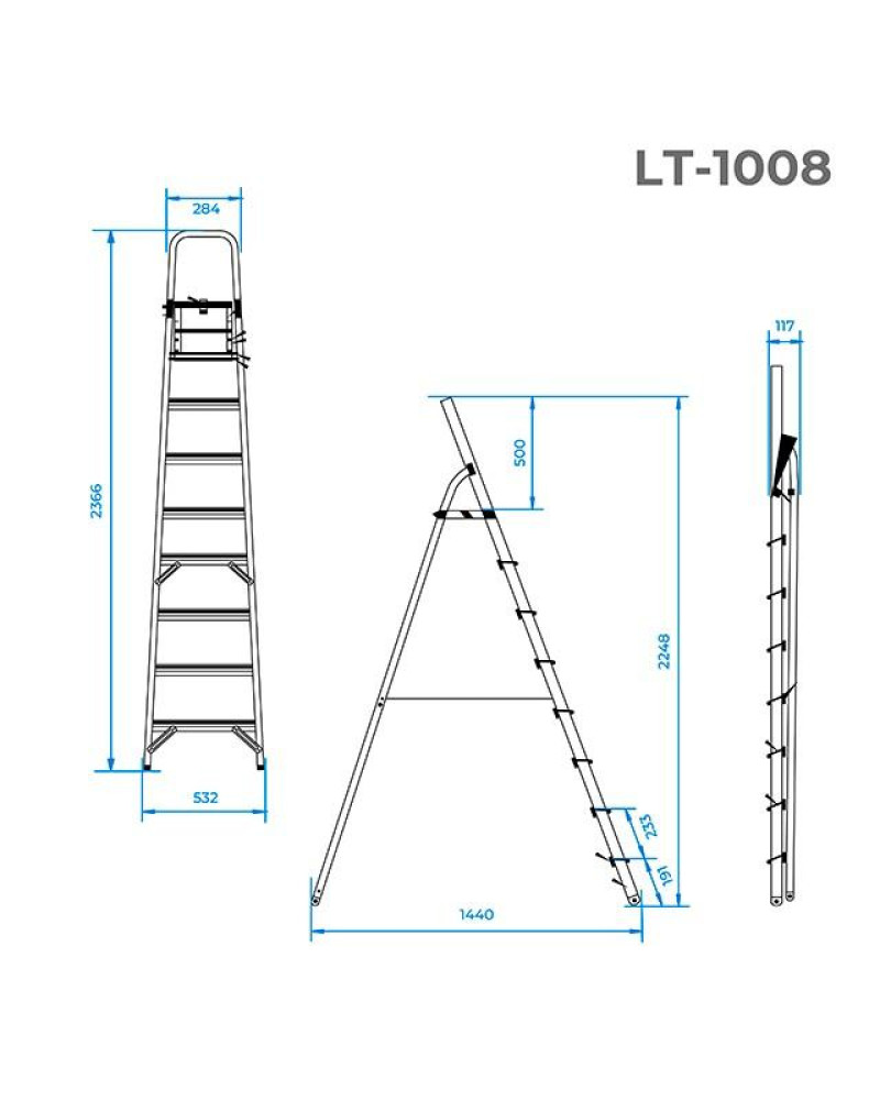 Драбина Intertool - 8 ступенів, 1720 мм (LT-1008)