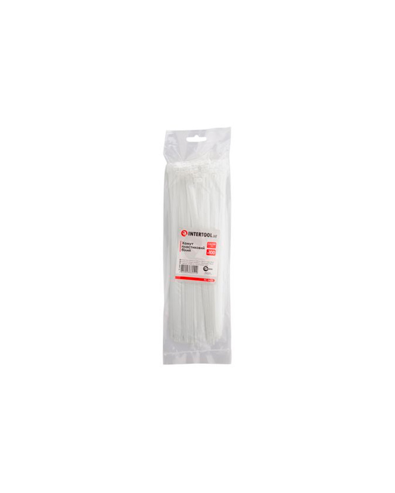 Хомут пластиковий Intertool - 3,6 х 250 мм білий (100 шт.) (TC-3625)
