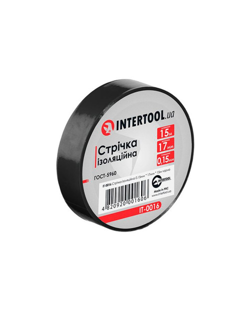 Стрічка ізоляційна Intertool - 15 м Чорна (IT-0016)
