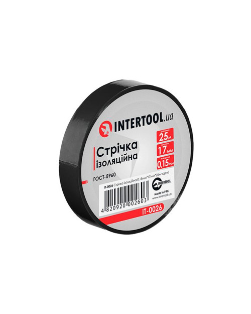 Стрічка ізоляційна Intertool - 25 м Чорна 17 x 0,15мм (IT-0026)