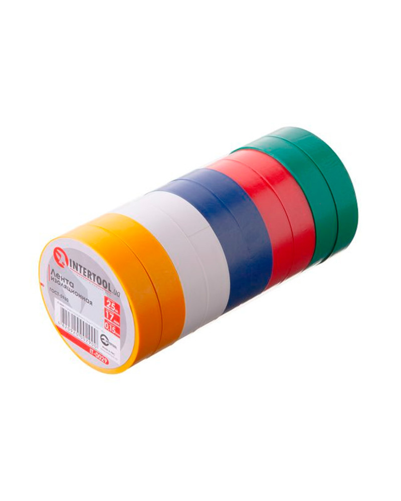 Стрічка ізоляційна Intertool - 25м x 17 x 0,15мм асорті (IT-0029)