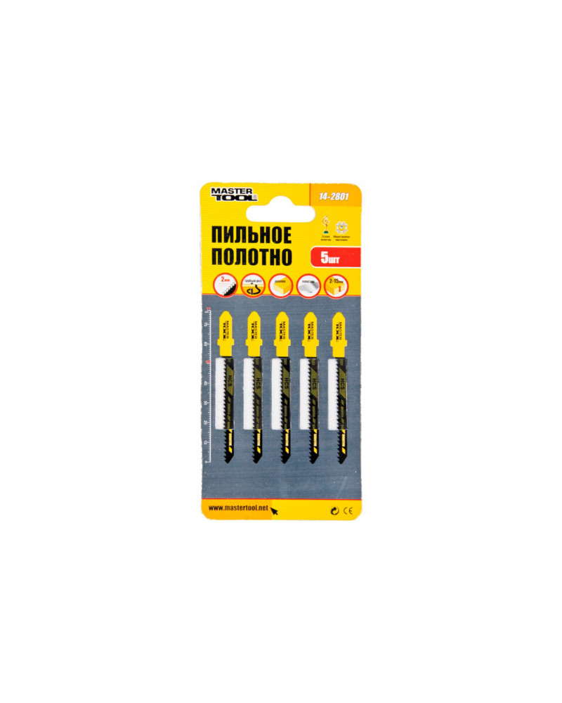 Полотно пильне для лобзика Mastertool - 53 х 2 мм дерево-пластик (5 шт.) (14-2801)
