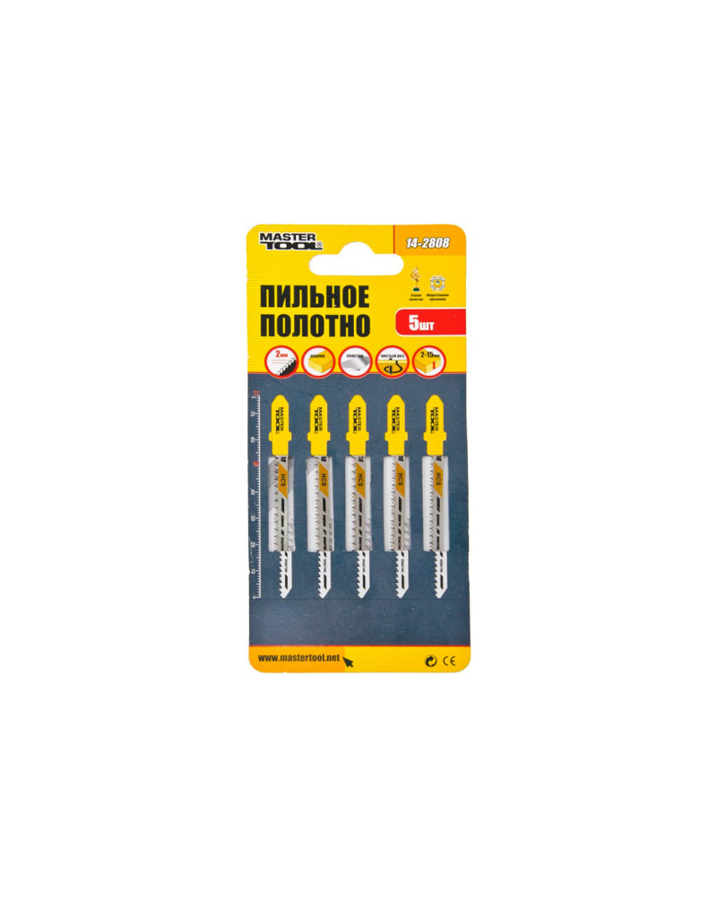 Полотно пильне для лобзика Mastertool - 53 х 1,4 мм дерево-пластик (5 шт.) (14-2808)