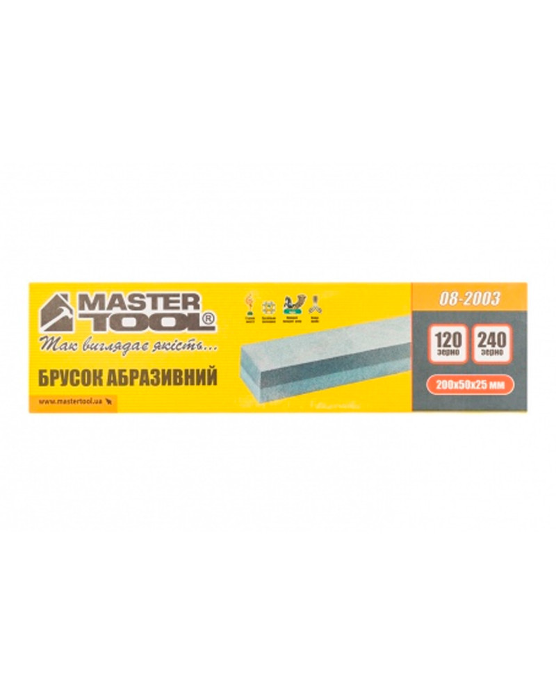 Точильний камінь Mastertool - 200 х 50 х 25 мм х P120/240 (08-2003)
