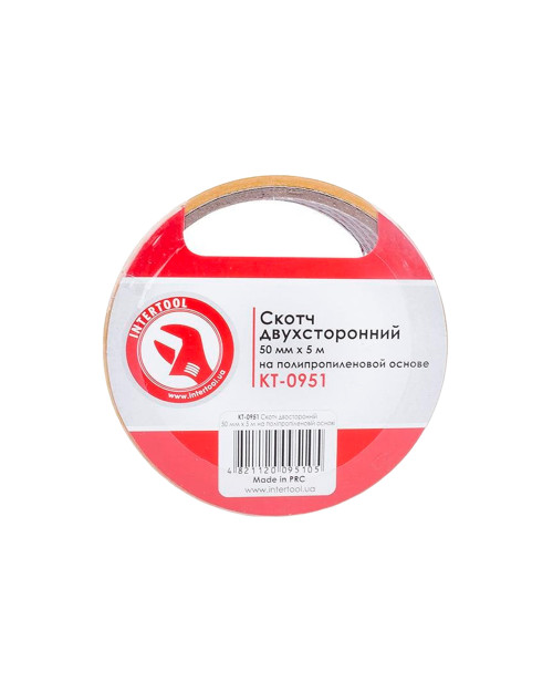 Скотч двосторонній Intertool - 50 мм х 5 м пропилен (KT-0951)