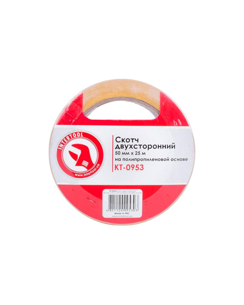 Скотч двосторонній Intertool - 50 мм х 25 м пропилен (KT-0953)