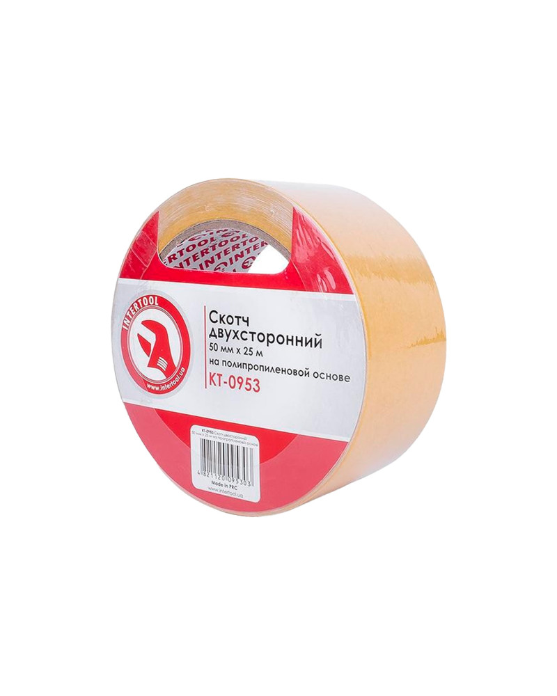 Скотч двосторонній Intertool - 50 мм х 25 м пропилен (KT-0953)