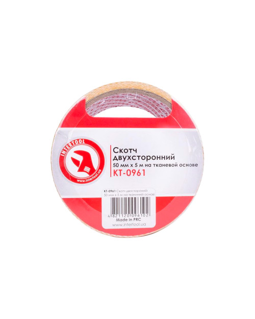 Скотч двосторонній Intertool - 50 мм х 5 м тканина (KT-0961)