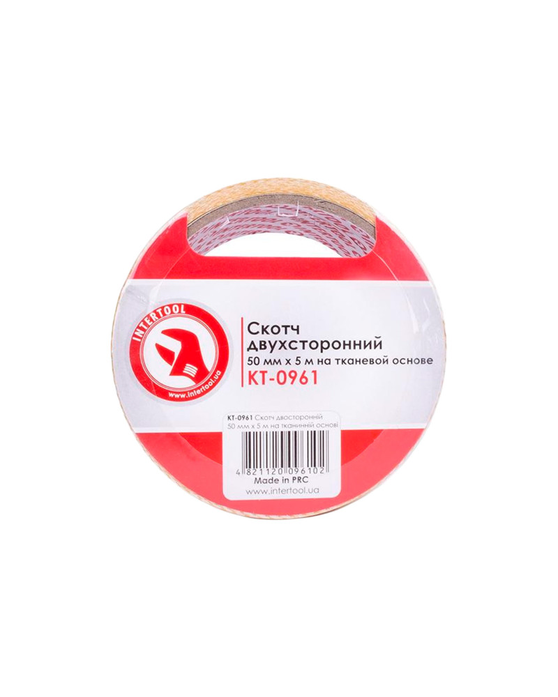 Скотч двосторонній Intertool - 50 мм х 5 м тканина (KT-0961)