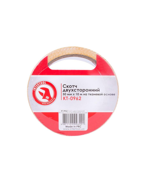 Скотч двосторонній Intertool - 50 мм х 10 м тканина (KT-0962)