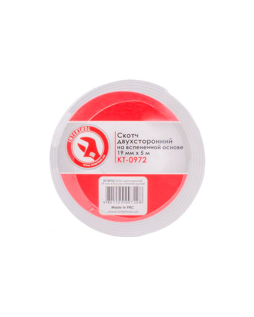 Скотч двосторонній Intertool - 19 мм х 5 м автомобільний (KT-0972)