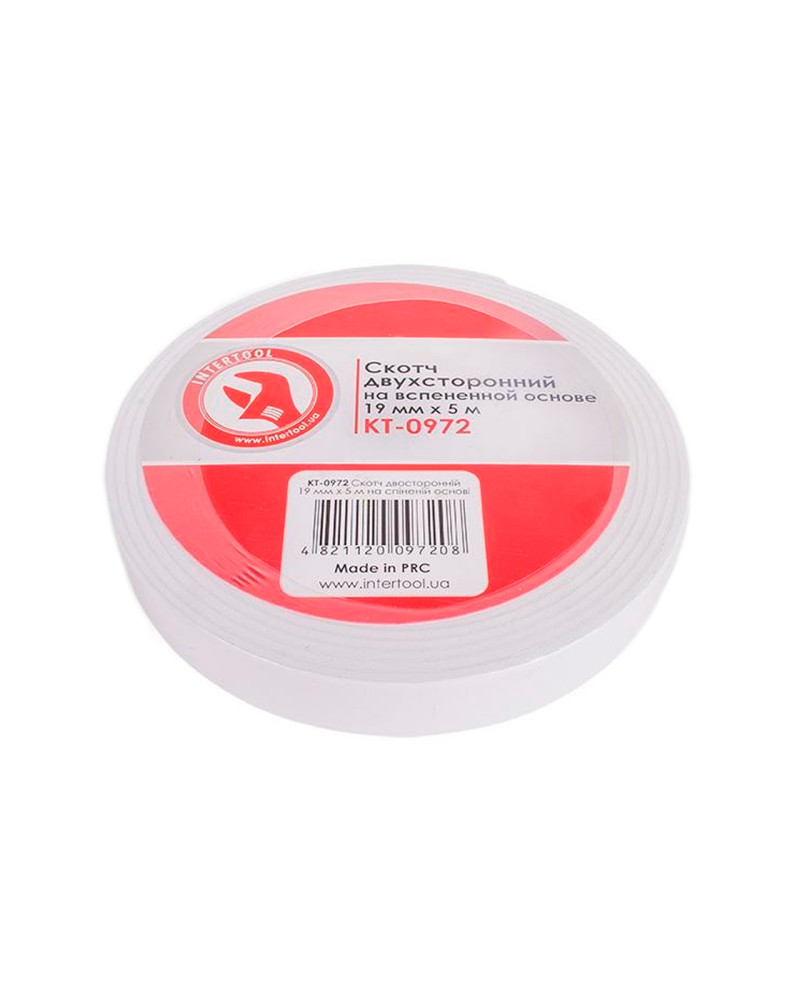 Скотч двосторонній Intertool - 19 мм х 5 м автомобільний (KT-0972)