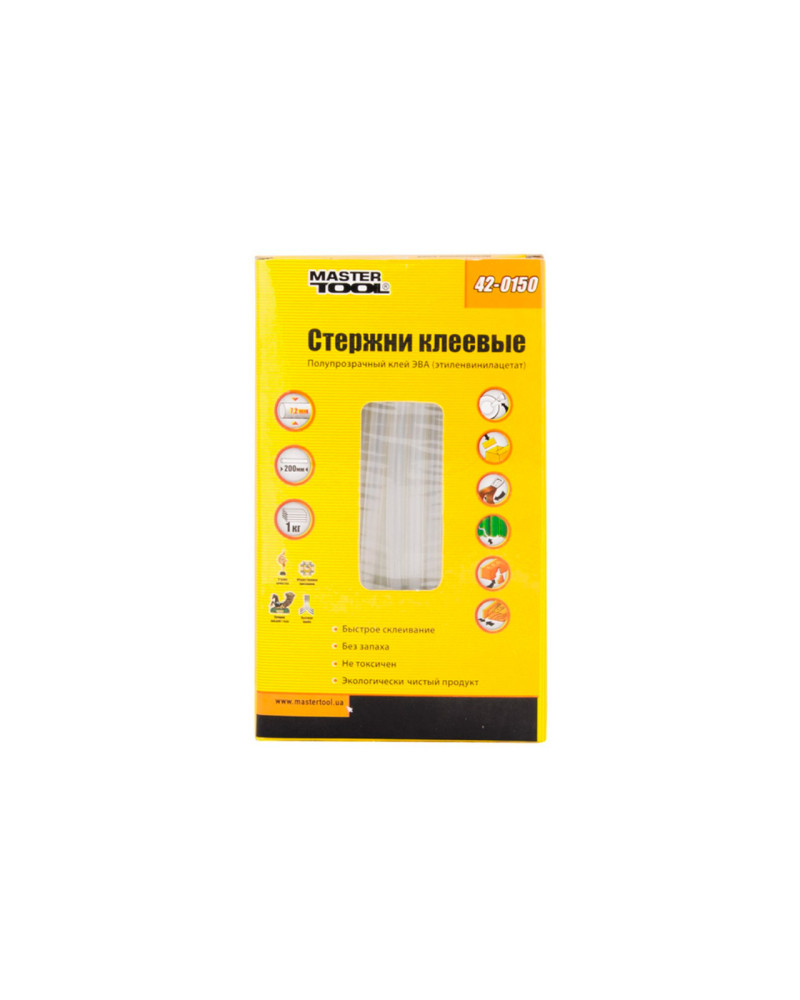 Клейові стрижні Mastertool - 7,2 х 200 мм прозорі (1 кг) (42-0150)
