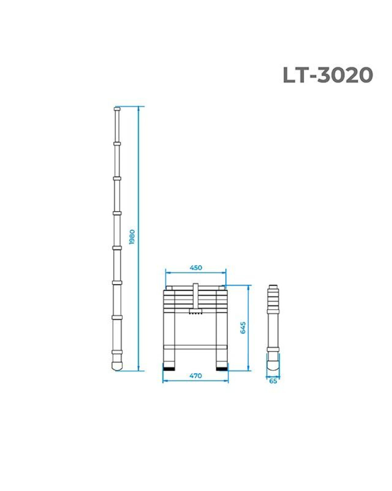 Сходи телескопічна Intertool - 2000 мм х 6 ступенів (LT-3020)