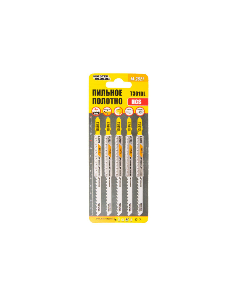 Полотно пильне для лобзика Mastertool - T301DL 132 мм x 6T, дерево (5 шт.) (14-2821)