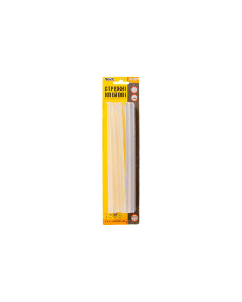 Клейові стрижні Mastertool - 7,2 x 200 мм прозорі (12 шт.) (42-0157)