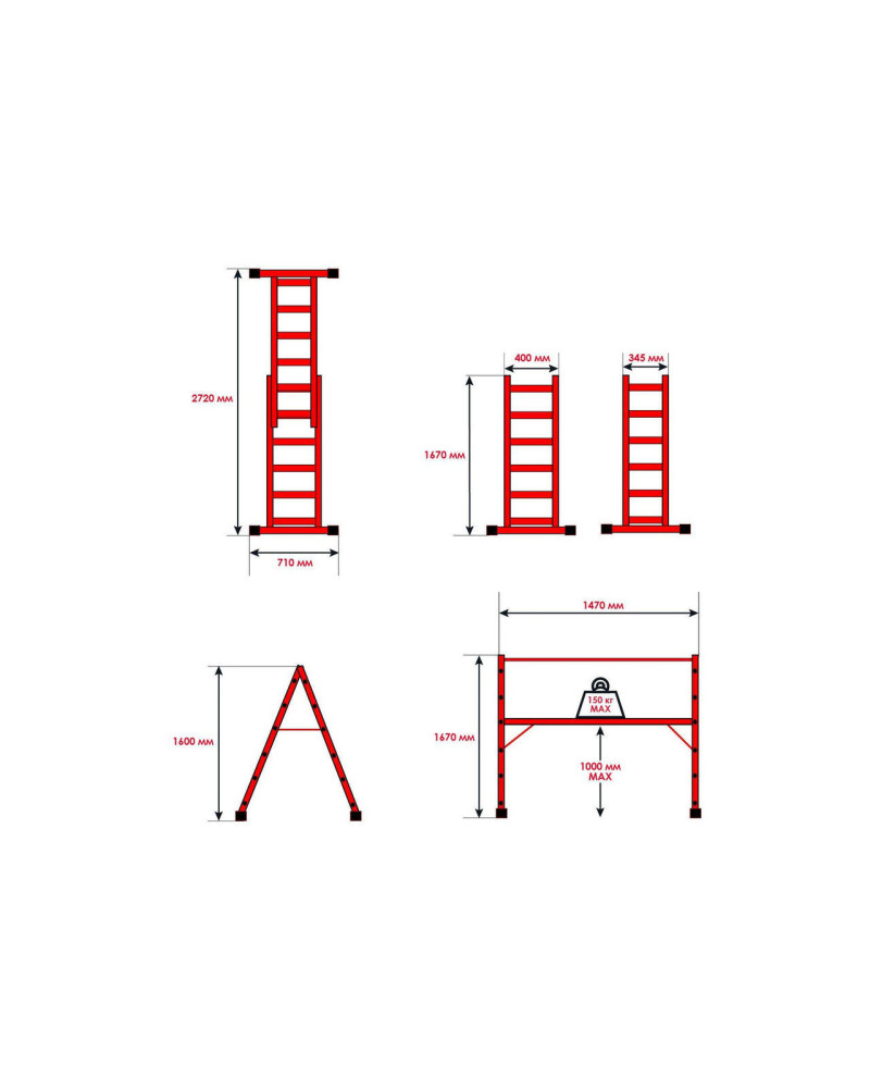 Сходи-поміст Intertool - 1670 мм x 6 ступенів (LT-0027)