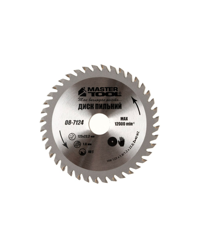 Диск пильный Mastertool - 125 x 40T x 22,2мм (08-7124)