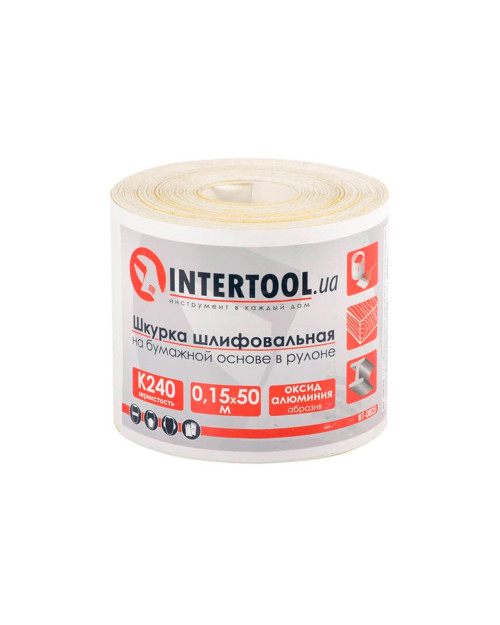 Шліфувальна шкурка Intertool - 115 мм x 50 м x P240 папір (BT-0825)