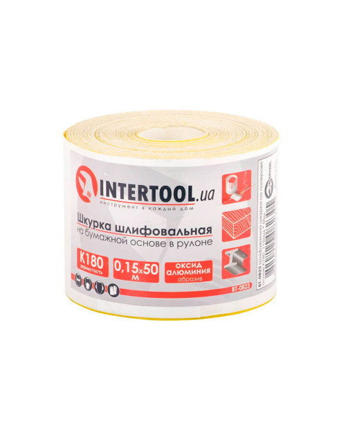 Шліфувальна шкурка Intertool - 115 мм x 50 м x P180 папір (BT-0823)