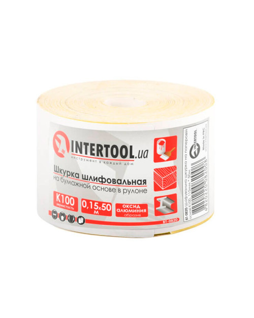 Шліфувальна шкурка Intertool - 115 мм x 50 м x P100 папір (BT-0820)