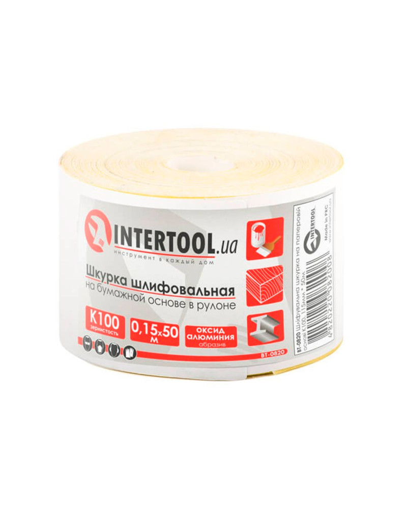 Шліфувальна шкурка Intertool - 115 мм x 50 м x P100 папір (BT-0820)