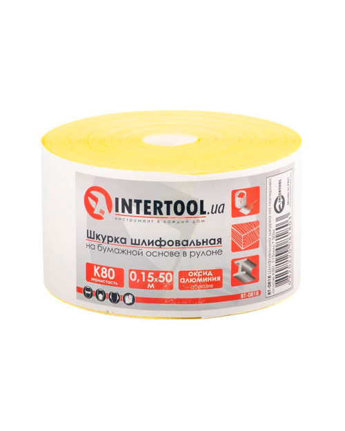 Шліфувальна шкурка Intertool - 115 мм x 50 м x P80 папір (BT-0818)