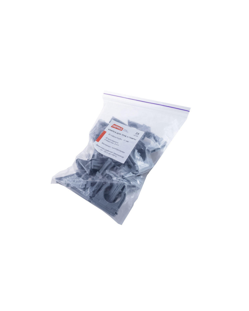 Кліпса для гофри Apro - 32 мм сіра (50 шт.) (KG-32G)