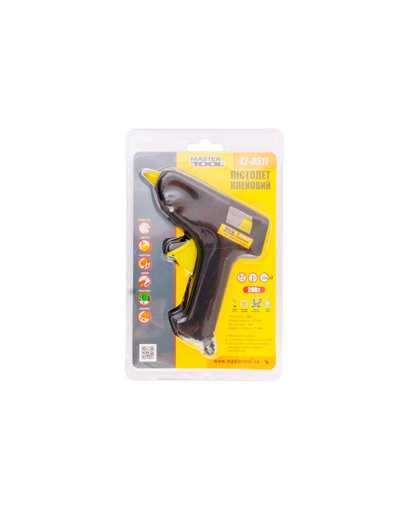 Пістолет клейовий Mastertool - 7,2 мм x 20 Вт (42-0511)
