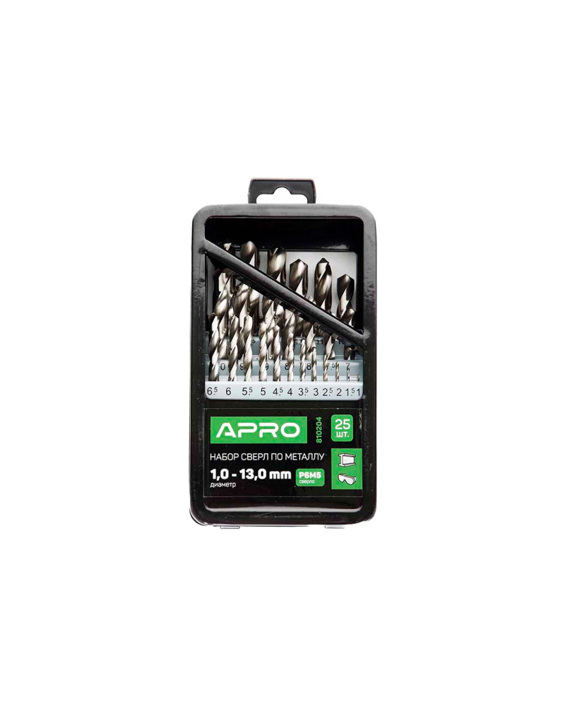 Набір свердел по металу Apro - 25 шт. (1-13 мм) (810204)