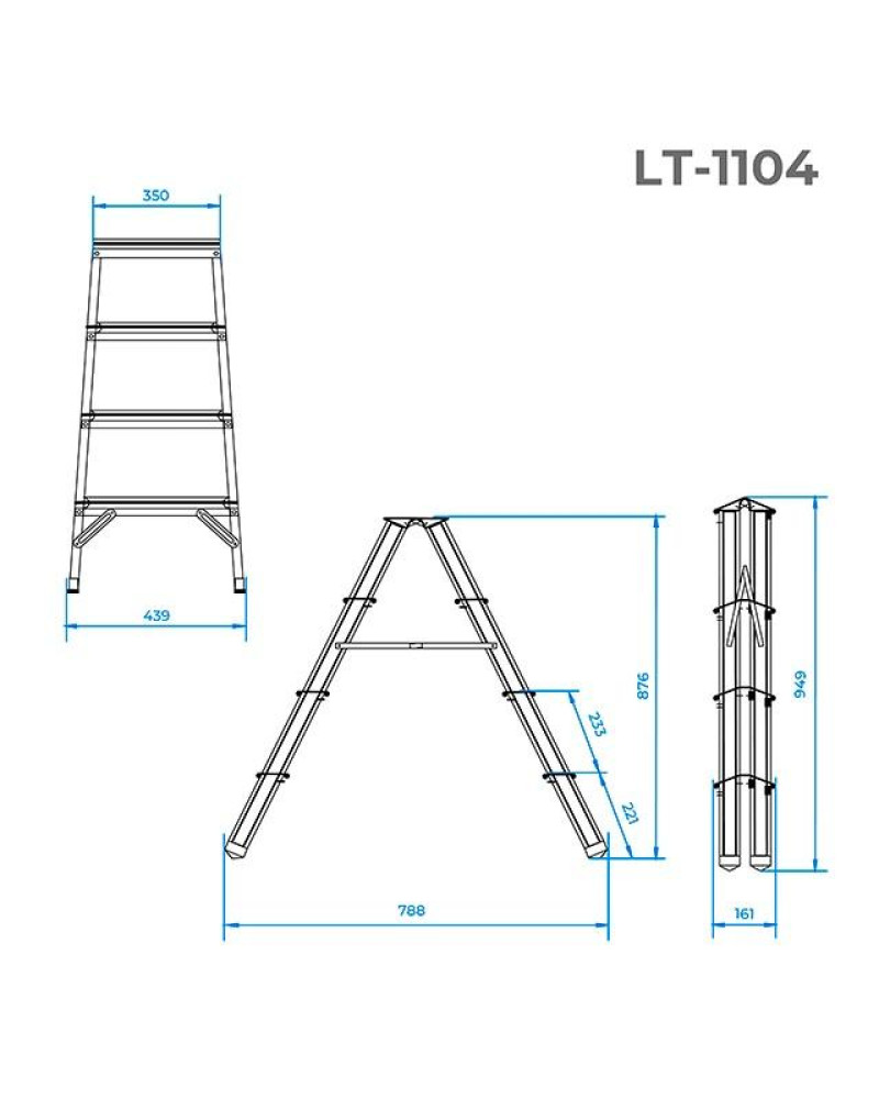 Драбина двостороння Intertool - 880 мм x 4 ступені (LT-1104)